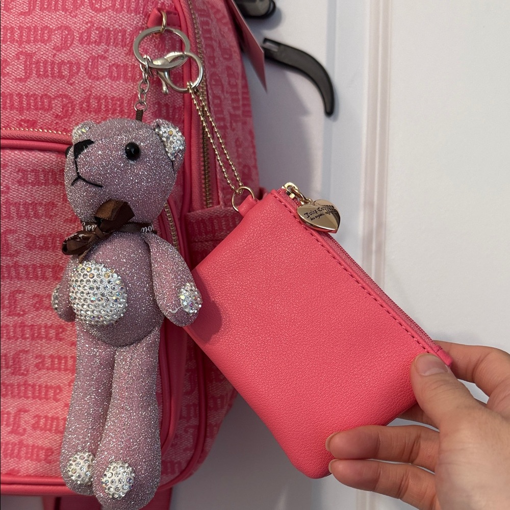 Juicy Couture Pink Kids Backpack with Sparkly Bear Charm - Picture 3 of 15